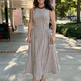 Thin Strap Gingham Maxi Dress