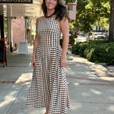 Thin Strap Gingham Maxi Dress