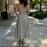 Thin Strap Gingham Maxi Dress