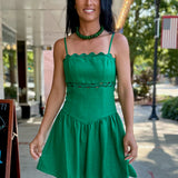 Green Amila Low Waist Mini Dress