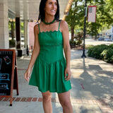Green Amila Low Waist Mini Dress