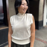 Off White Cozy Chic Mock Neck Sweater Vest