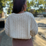 Cream Chunky Knit V Neck Wood Button Down Cardigan