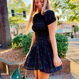 Madeline Plaid Smocked Bodice Mini Dress