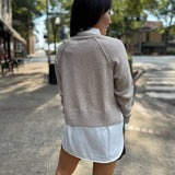 Layered Effect V-Neck Sweater in Oatmeal
