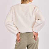 Ivory Shoulda Been Fuzzy Adjustable Hem Knit Top