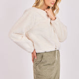 Ivory Shoulda Been Fuzzy Adjustable Hem Knit Top