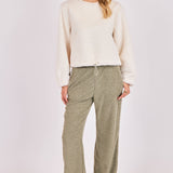 Ivory Shoulda Been Fuzzy Adjustable Hem Knit Top