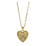Twist Rope Chain Necklace with Gold Heart with Center Crystal