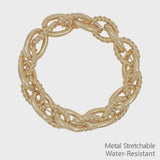 Water-Resistant Interlocking Gold Chain Stretch Bracelet