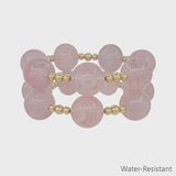 Water-Resistant Pink Beaded Stretch Bracelet Set (2-Piece)