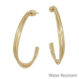 Golden Twist Teardrop Hoop Earrings