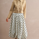 Hadley Beige Scalloped Button-Front Cropped Jacket