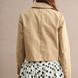 Hadley Beige Scalloped Button-Front Cropped Jacket