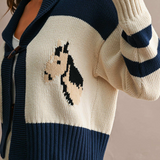 Horse Motif Cardigan - Cream Multi