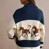 Horse Motif Cardigan - Cream Multi