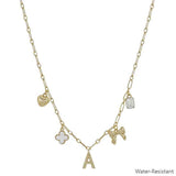 Water Resistant Golden Charm Initial Necklace