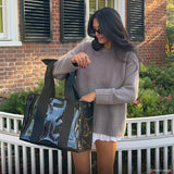 Midnight Black Bow Jelly Tote Bag