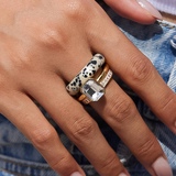 Monroe Dalmatian Stone Mixed Stack Ring Set