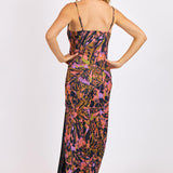 Multi Butterfly Kiss High Slit Bias Maxi Slip Dress