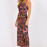 Multi Butterfly Kiss High Slit Bias Maxi Slip Dress