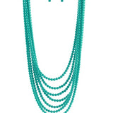 Coastal Chic 7 Layer Beaded Necklace – Turquoise
