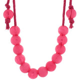 Fuchsia Ball on Cord Necklace