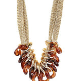 Tortoise/Gold Geometric & Marble Ring Mesh Necklace