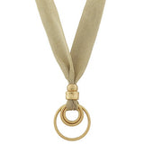 Gold 3 Rings Mesh Fabric Long Necklace