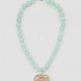 Mint Heart Charm Beaded Necklace