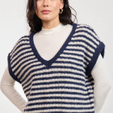 Navy Oatmeal Chantal Stripe Sweater Vest
