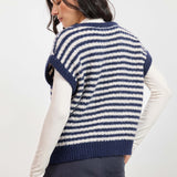 Navy Oatmeal Chantal Stripe Sweater Vest