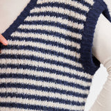 Navy Oatmeal Chantal Stripe Sweater Vest