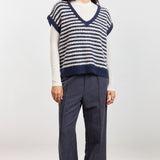 Navy Oatmeal Chantal Stripe Sweater Vest