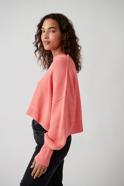 Easy Street Crop Pullover - Guava
