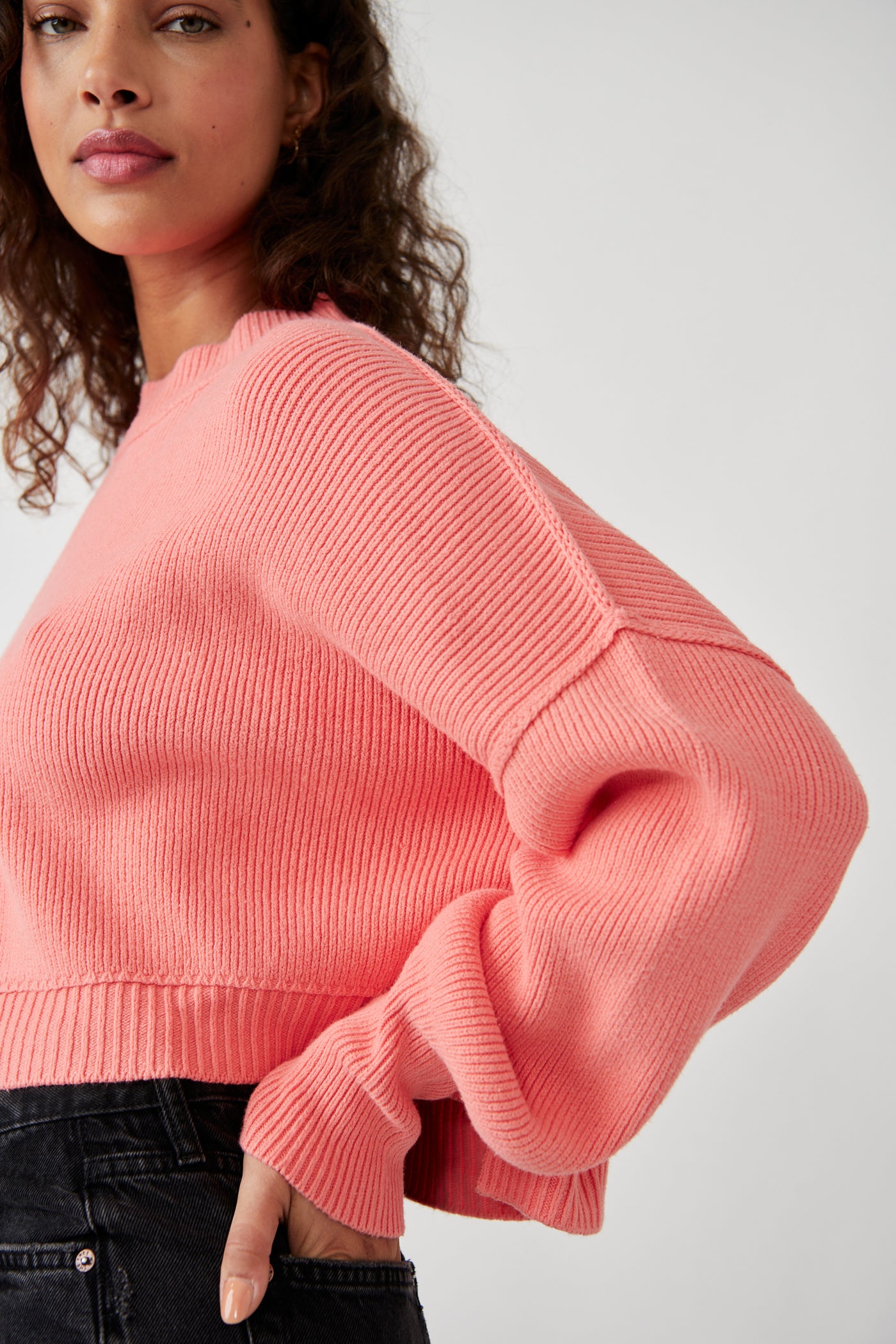 Easy Street Crop Pullover - Guava
