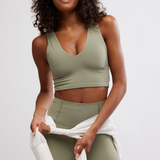 Never Better Crop Cami - Sage Stone