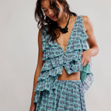 Ruffle Me up Top - Seaglass Combo