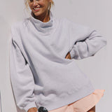 A Cut Above Mock Neck - White Heahter Grey