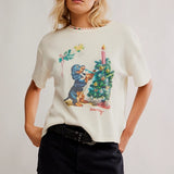 Merry Meowy Tee - Ivory Combo