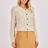 Oatmeal Melange Effortless Cable Knit Cardigan Sweater