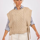 Oatmeal Jovie Side Tie Sweater Vest