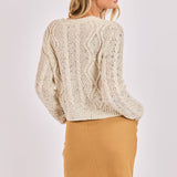 Oatmeal Melange Effortless Cable Knit Cardigan Sweater