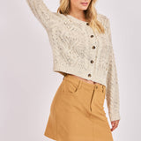 Oatmeal Melange Effortless Cable Knit Cardigan Sweater