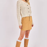 Oatmeal Melange Effortless Cable Knit Cardigan Sweater