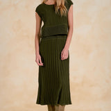 Olive Haven Ribbed Knit Midi Dress