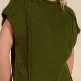 Olive Cap Sleeve Crewneck Sweater