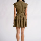 Olive Grove Linen Shirt Dress