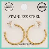 Twisted Gold Stainless Steel Mini Hoop Earrings