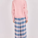 Pink Flower Mama Pearl Embellished Sweater